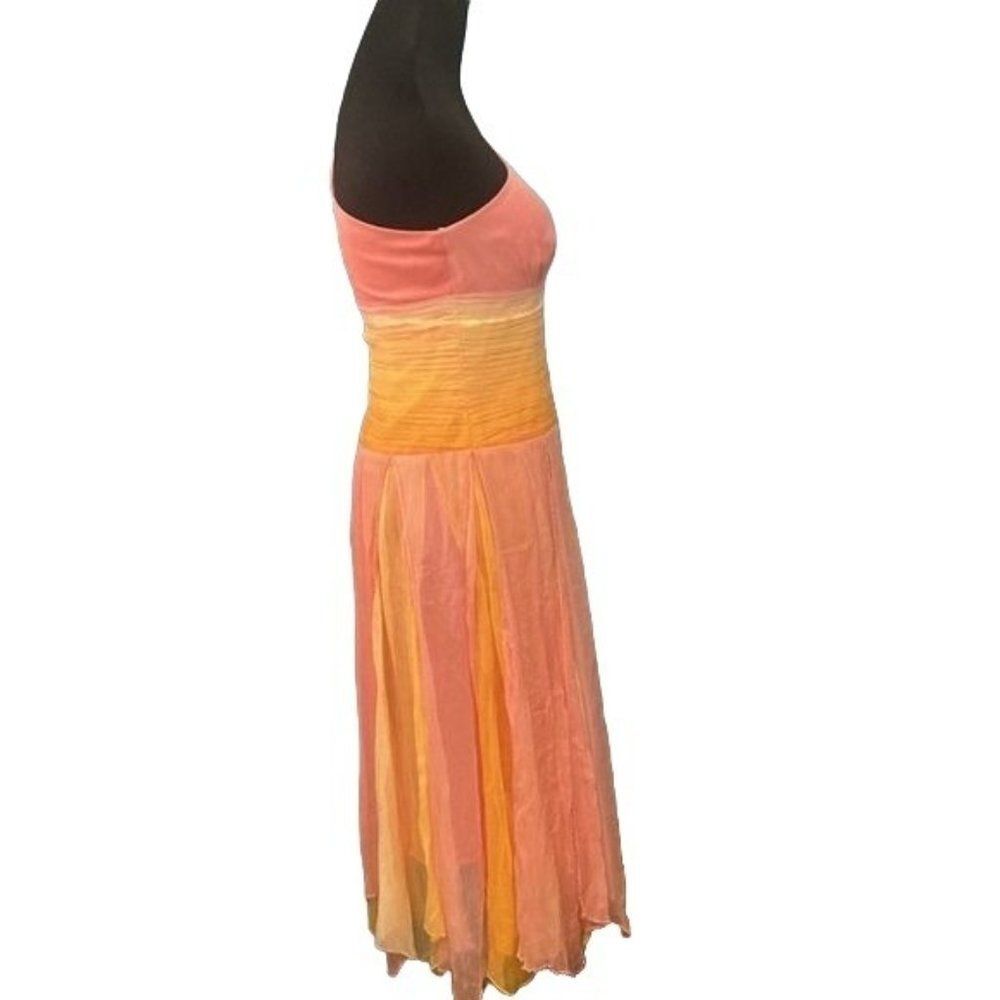 NWT Laundry by Shelli Segal Silk Dress One Shoulder Pink Yellow Size 2 - Picture 3 of 12